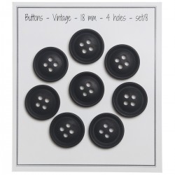 Vintage Buttons - Black - Multiple sizes
