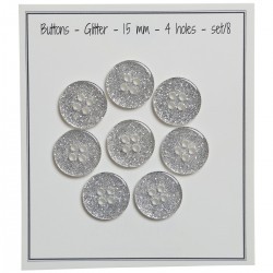 Glitter Buttons – Silver - Multiple sizes