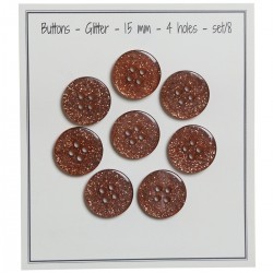 Glitter Buttons – Copper - Multiple sizes