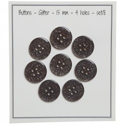 Glitter Buttons – Black - Multiple sizes