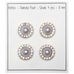 Pearl Buttons w. Stones - Gold - Multiple Sizes Point Store Go Handmade